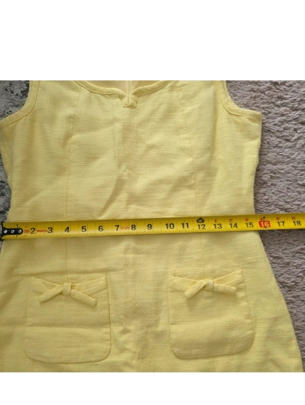 Talbots Yellow Linen Cotton Blend Sheath Dress Bows Sweetheart Size 6 Petite - Picture 6 of 8